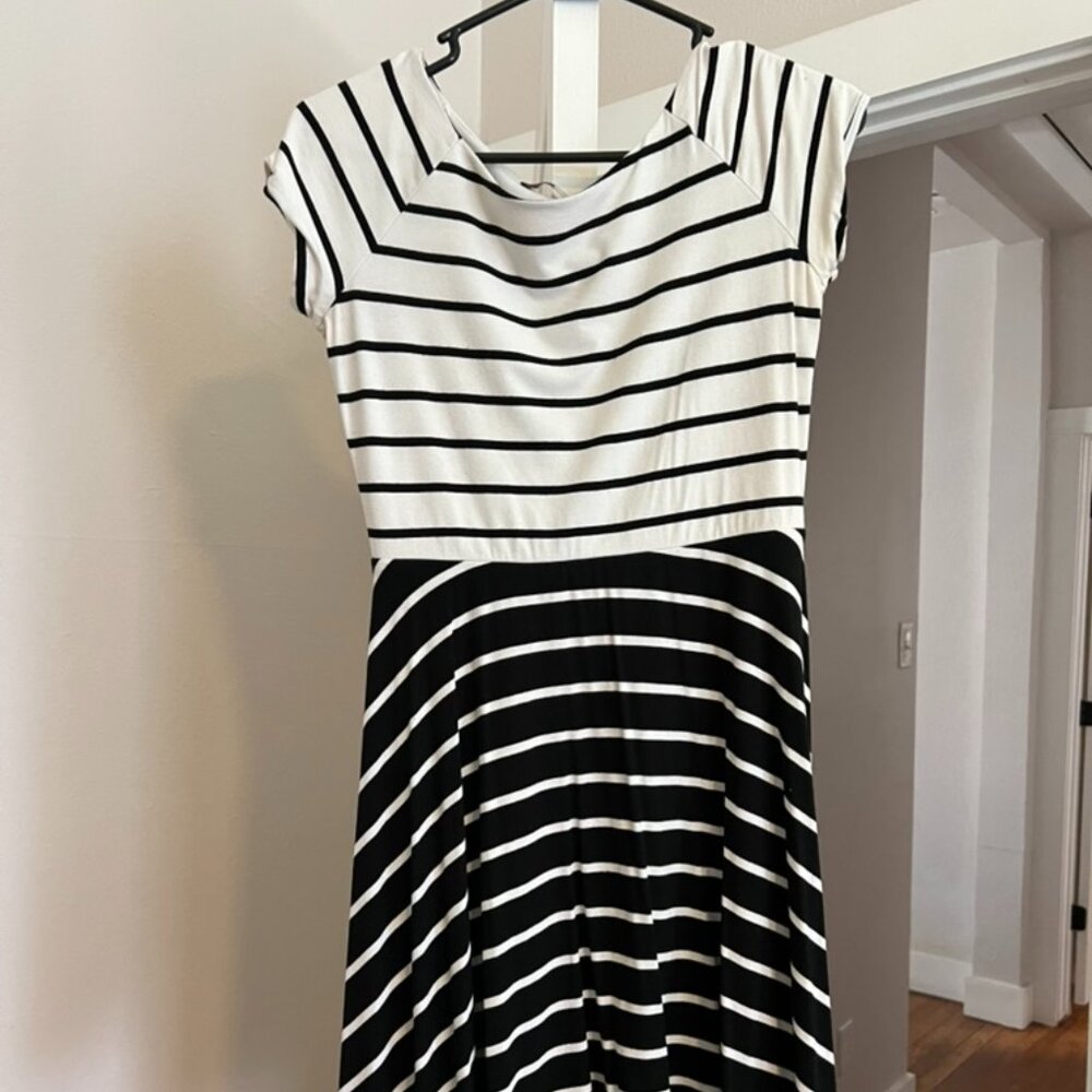 Ann Taylor Loft Black and White Striped Dress